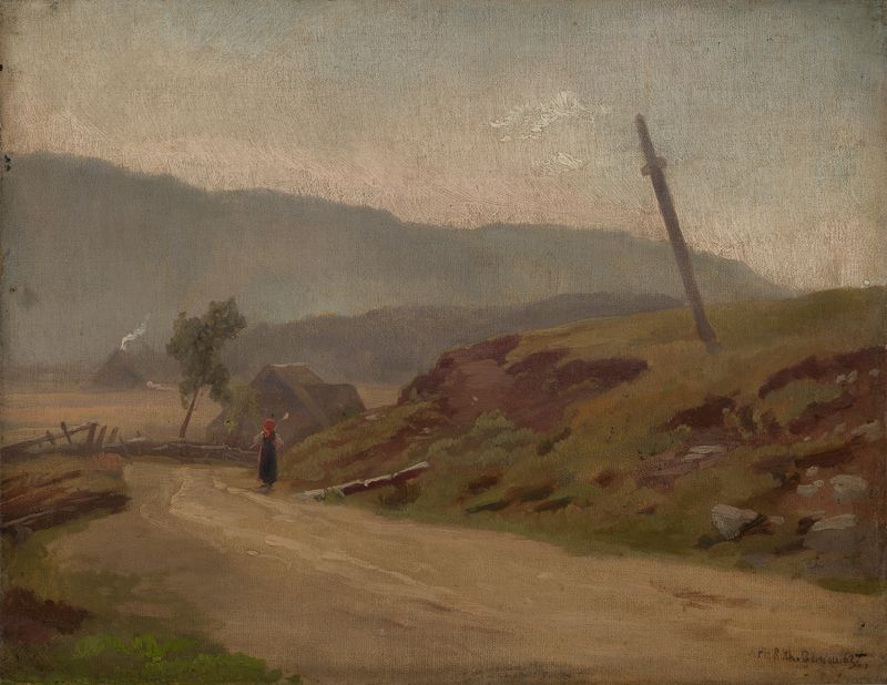 Landscape featuring a winding road through hills at twilight by Philipp Röth