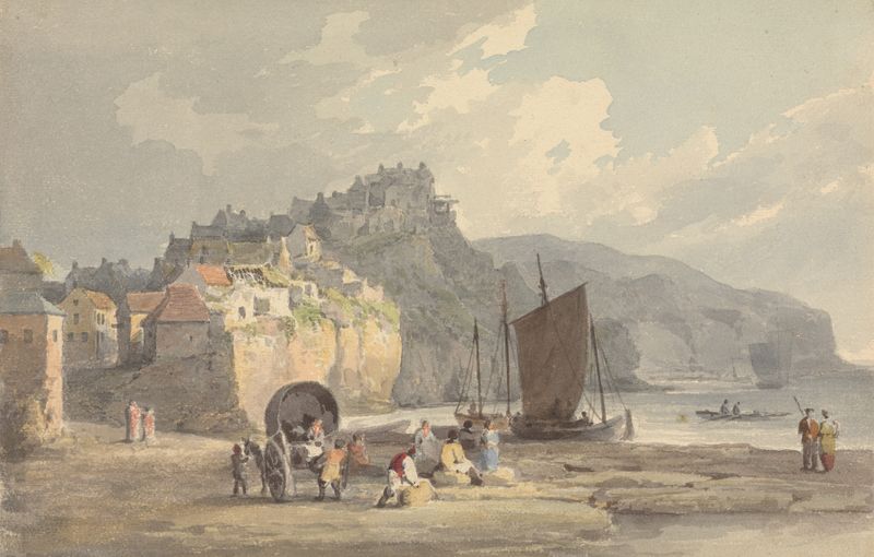 Coastal landscape of Robin Hood’s Bay, oil on canvas by Francis Nicholson