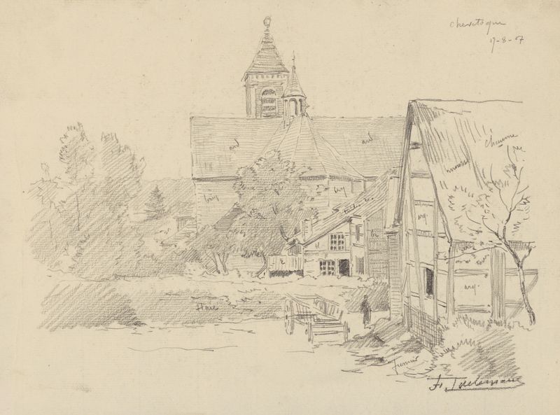 Eglise et village de Chevetogne, oil on canvas by Jean-François Taelemans