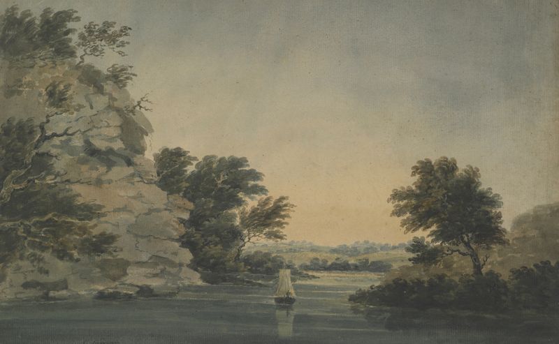 Quatford rock, River Severn, Shropshire, óleo sobre lienzo de Edward Goodwin
