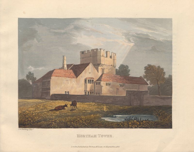 Mortham Tower by Theodore Henry Adolphus Fielding, oil painting depicting a tower against a stormy sky
