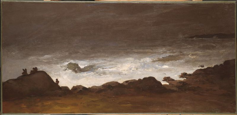 Seascape de William Morris Hunt, óleo sobre tela mostrando ondas e nuvens
