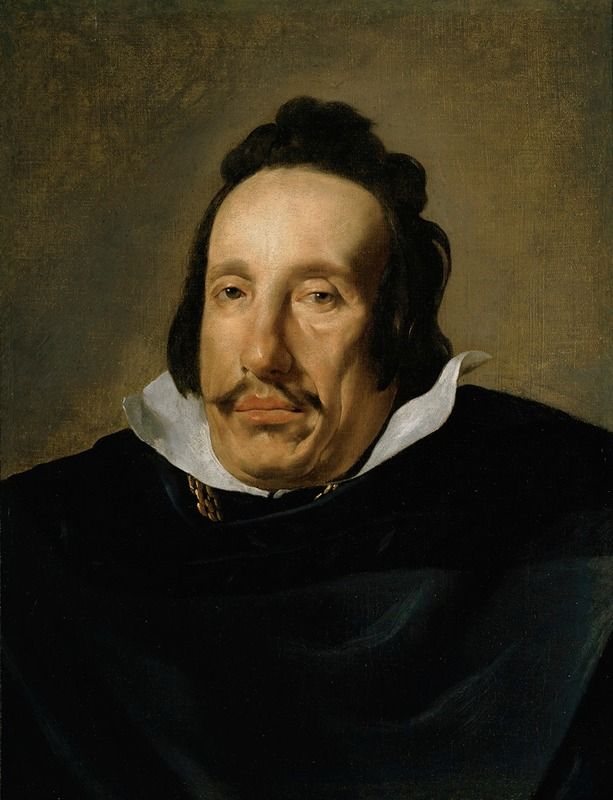 Portrait of a man by Diego Velázquez, oil on canvas, featuring a figure in dark fabrics illuminated by soft light.