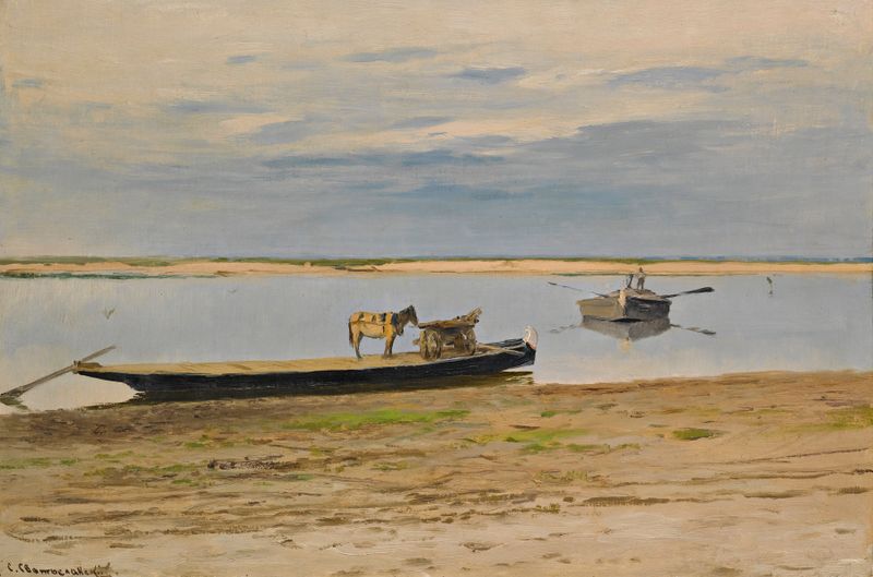 Paisagem do rio Dniéper por Sergey Ivanovich Svetoslavsky, pintura a óleo