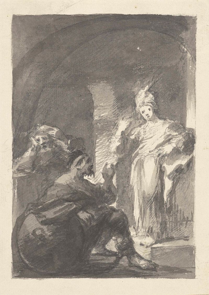 Figurative artwork by Johann Georg Trautmann depicting three figures in a prison cell.