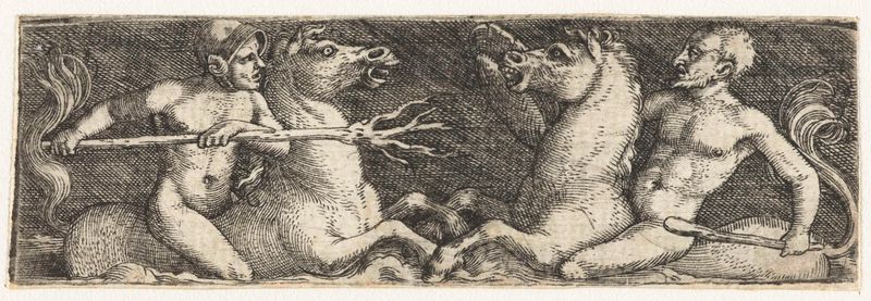 Gravura de dois tritões em batalha por Barthel Beham