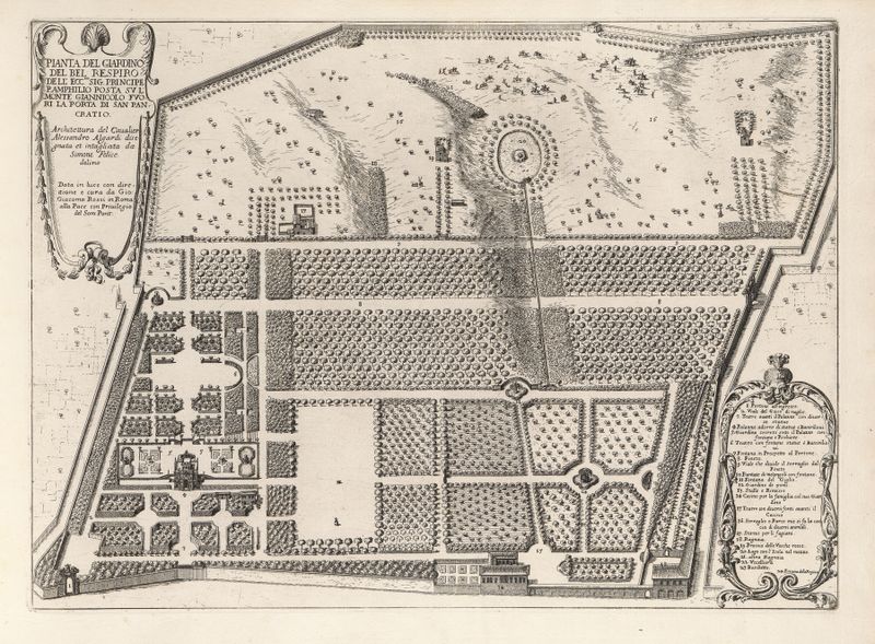 Botanical garden scene by Giovanni Battista Falda, 17th century