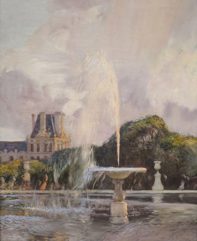 A water fountain in the Tuileries, oil on canvas by Gaston La Touche