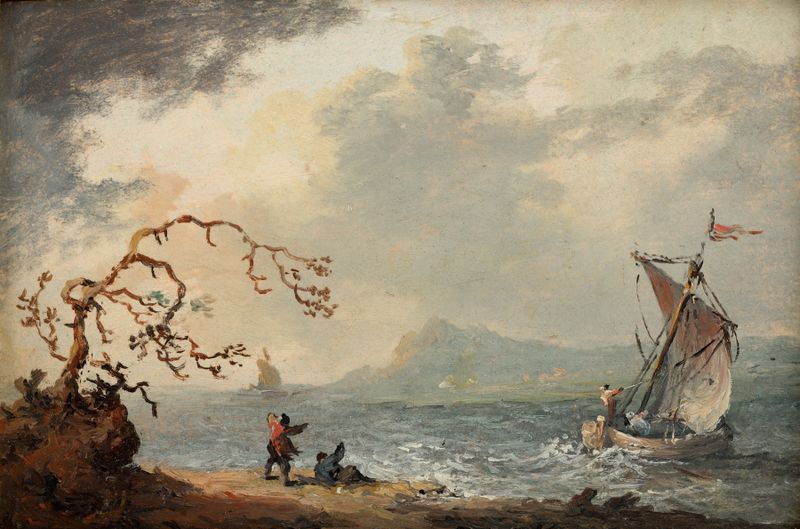 Seelandschaft de Johann Christian Brand, que representa un sereno paisaje de lago en un medio desconocido.