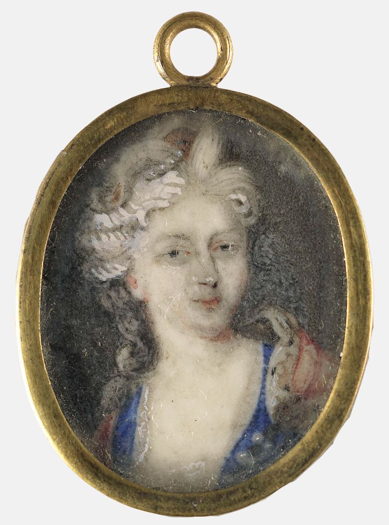 Retrato de uma mulher em marfim por um artista desconhecido, provavelmente Christiane Charlotte von Württemberg