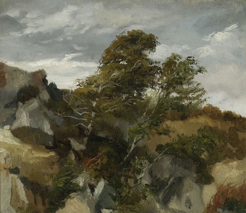 Landscape from Bortniki at the Dniester River, óleo sobre lienzo de Henryk Rodakowski