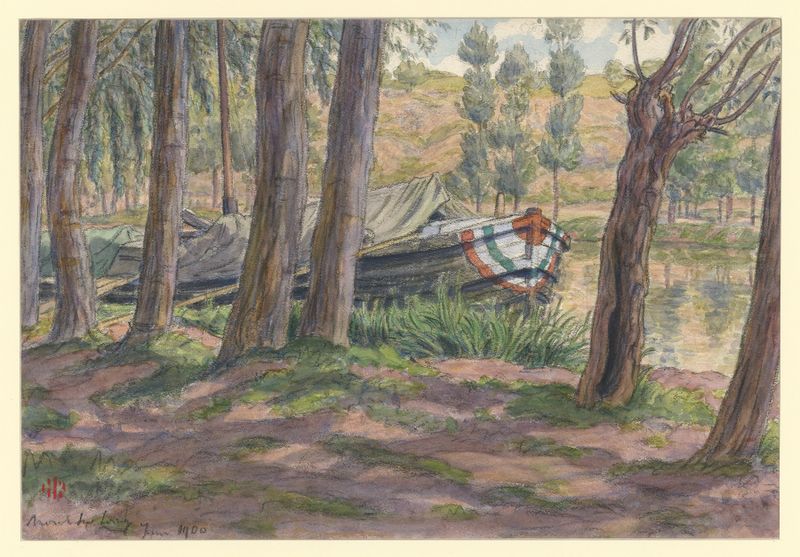 River landscape of Moret-sur-Loing by Henri Rivière, oil painting depicting tranquil waters.