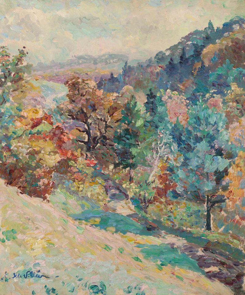Vallée de Calamine. Automne by Emmanuel de La Villéon, oil on canvas depicting an autumn landscape.