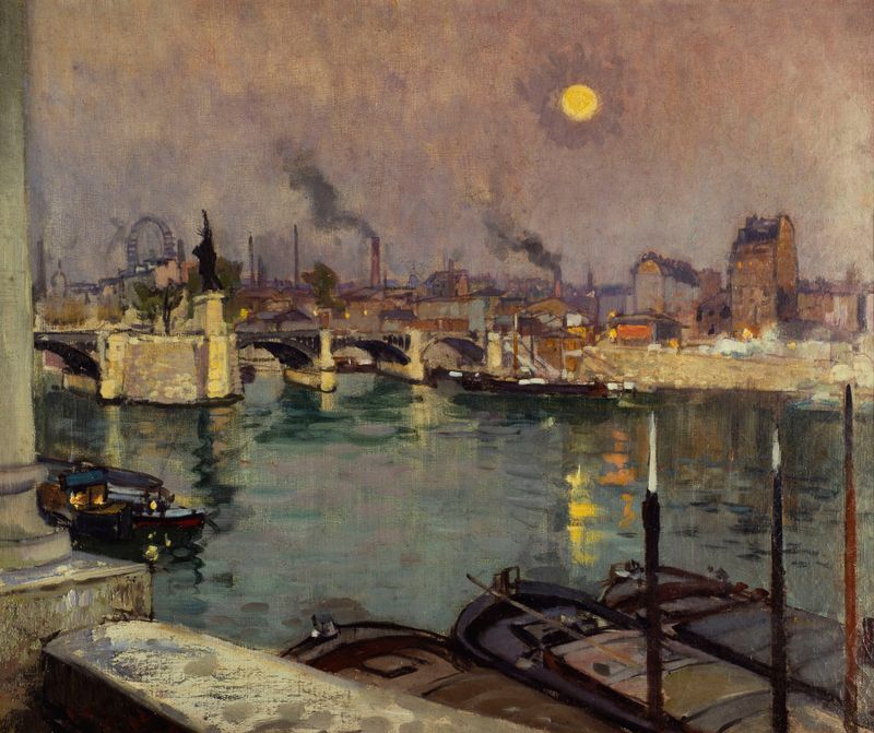 Le Pont de Grenelle by Alexandre Nozal, Impressionism, depicting a bridge over the Seine, oil painting.