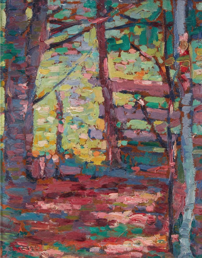 Landscape featuring intertwined branches and light, by Susette Inloes Schultz Keast