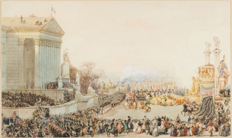 The Translation of the Ashes of Napoleon, oil on canvas by Eugène Lami, depicting a historical ceremony.