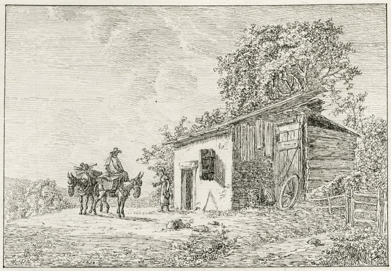 Escena interior de una granja con luz cálida, de Otto Howen, realismo