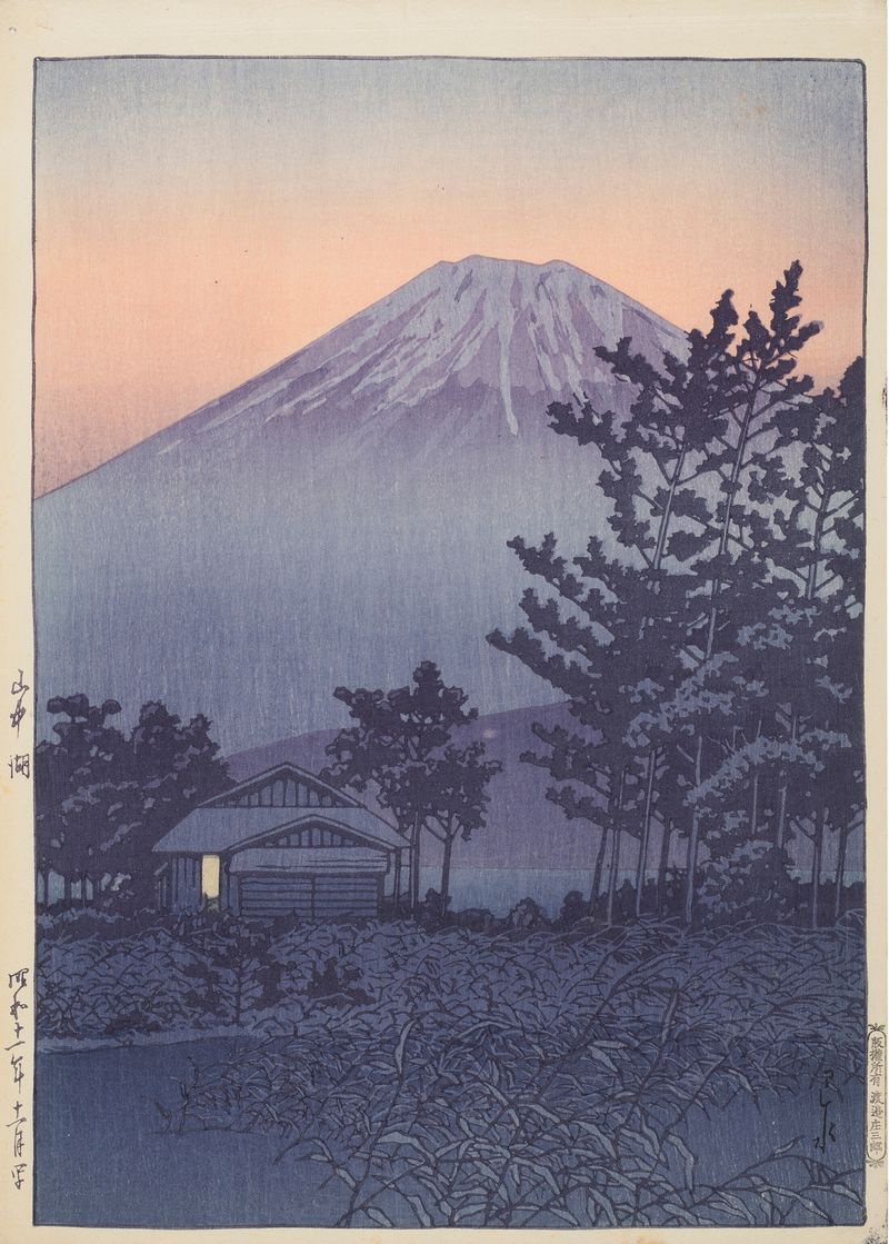 Paisaje del Lago Yamanaka de Kawase Hasui, estilo Ukiyo-e