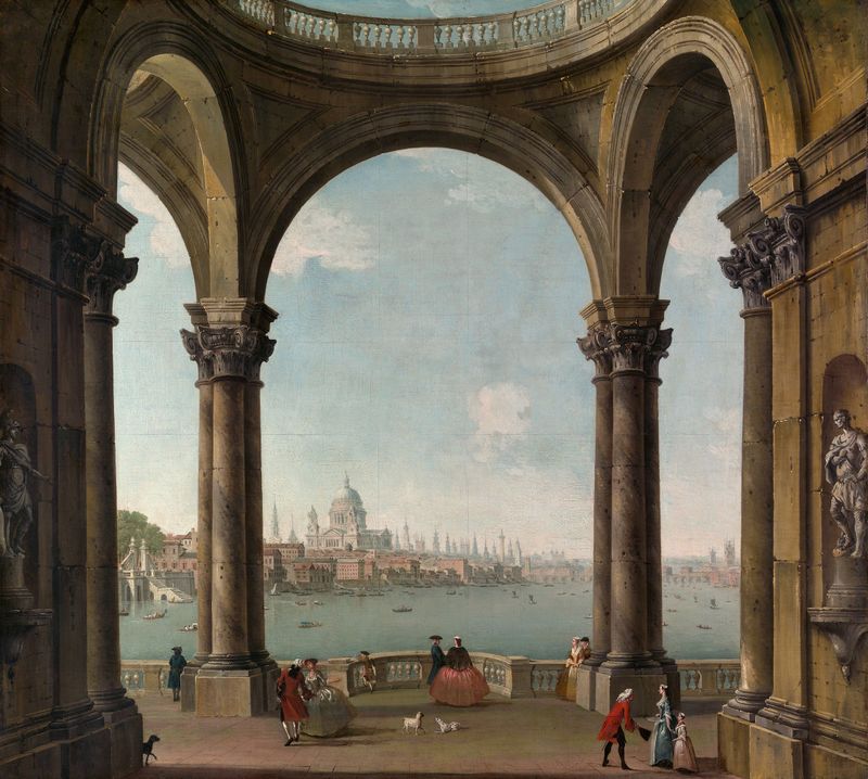 Capriccio with St. Paul’s and Old London Bridge, oil on canvas by Antonio Joli