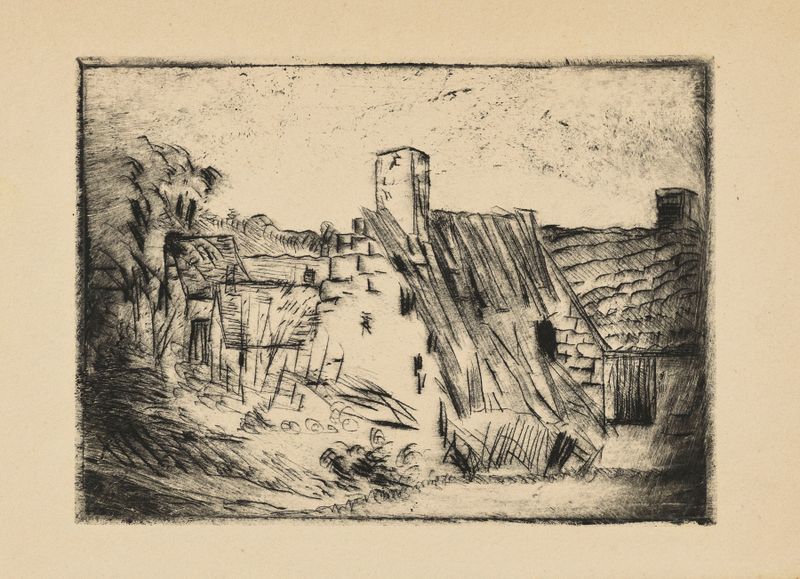 La maison en ruine à Auvers-sur-Oise, óleo sobre tela de Paul Gachet, retratando uma casa em ruínas cercada pela vegetação.