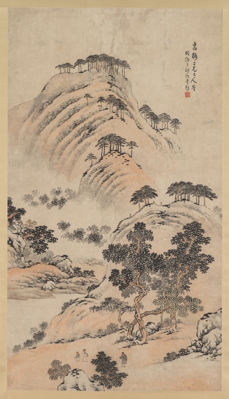 Paisaje de Li Kui, pintura al óleo que representa un horizonte sereno con suaves matices.