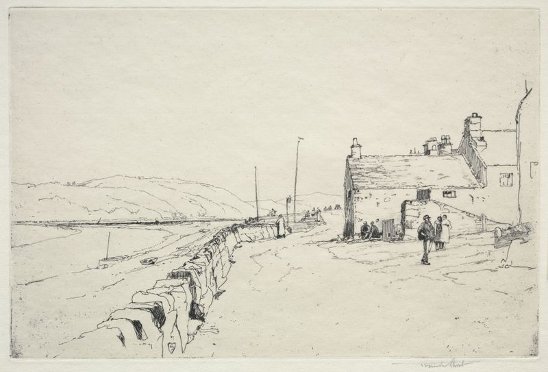 Engraving by Sir Frank Short depicting a serene landscape with a gentle horizon.