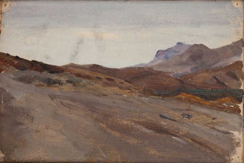 Paisagem pós-impressionista de Jan Ciągliński com torres de pedra e cores suaves