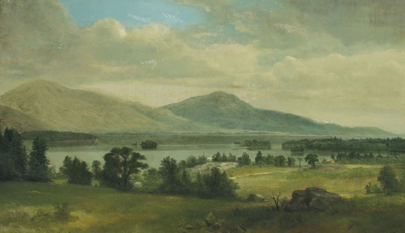 Verano en Lake George de Asher Brown Durand, óleo de un lago sereno y colinas.