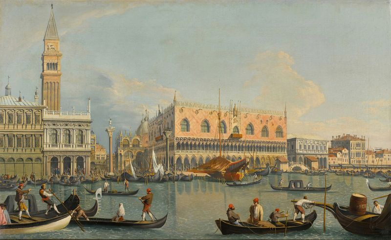 Arquitetura rococó em Veneza, pintura a óleo de Manner of Canaletto