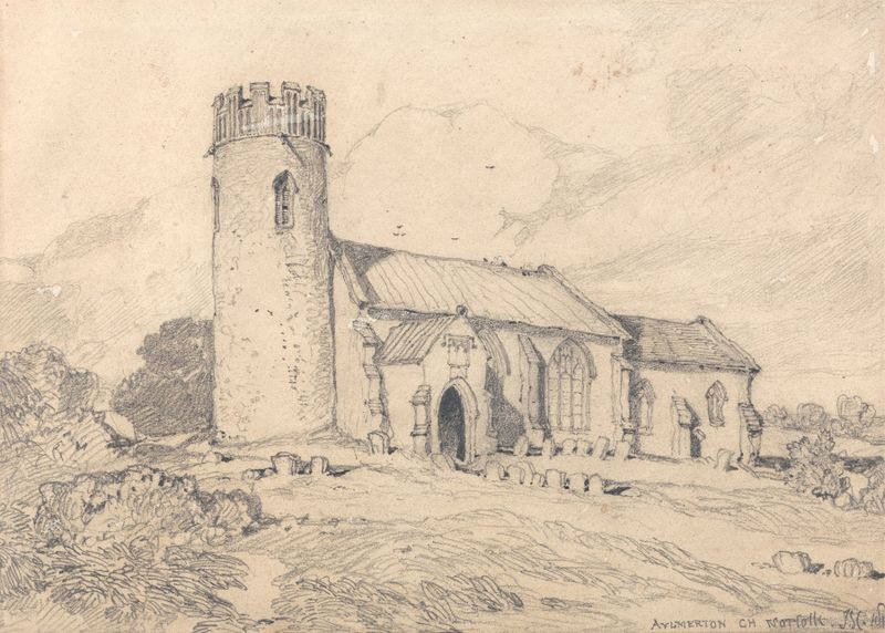 Aylmerton Church in Norfolk, watercolor on paper by John Sell Cotman
