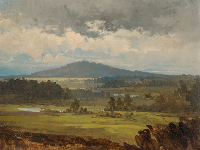 Landscape of Blauberg near Wolmar by Julie Wilhelmine Hagen-Schwarz, oil painting