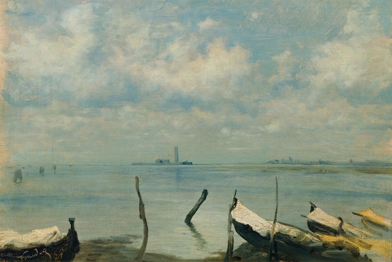 Lagoon landscape by Leopold Carl Müller, oil painting