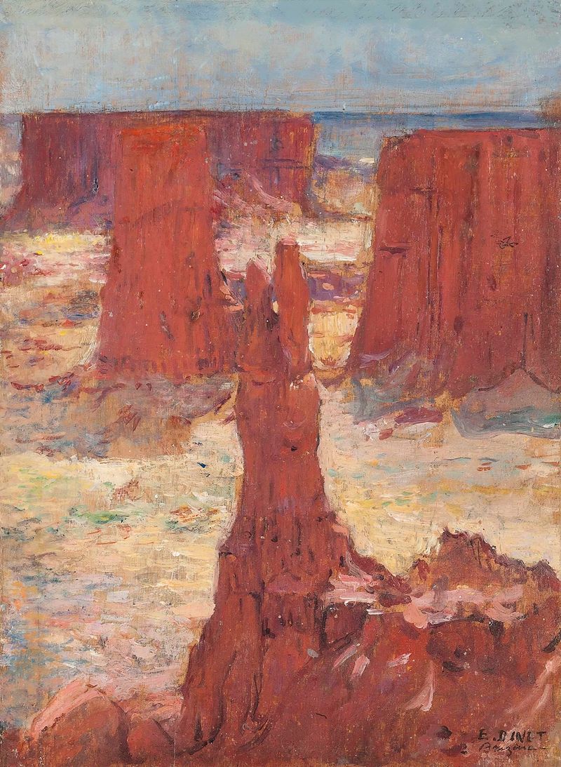 An Algerian mountain range, oil on canvas by Étienne Dinet