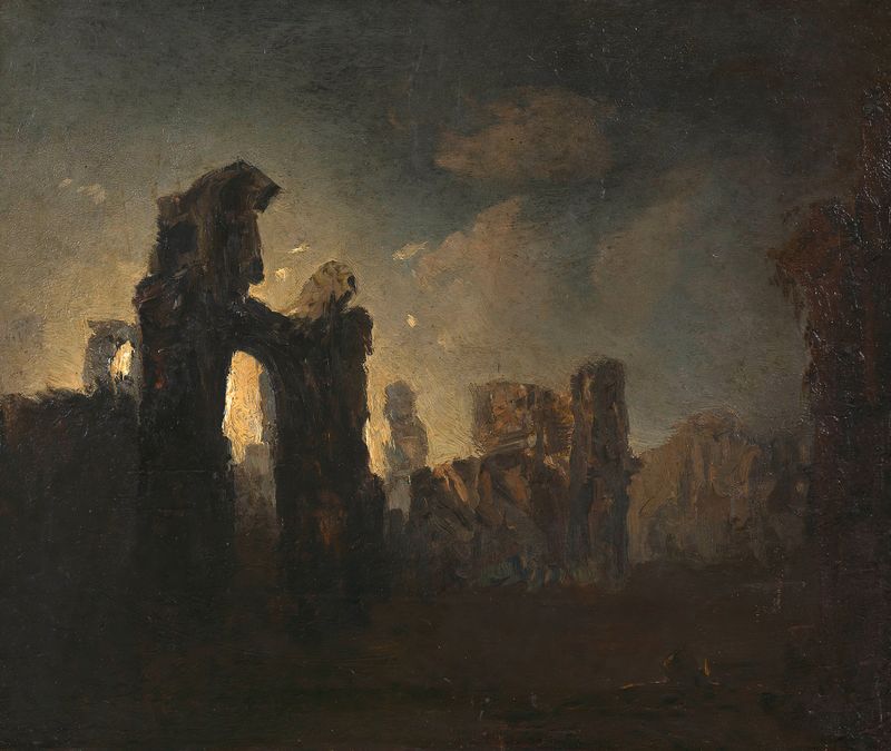 Römische Ruinen by Adalbert Stifter, oil on canvas depicting ancient ruins and landscape.