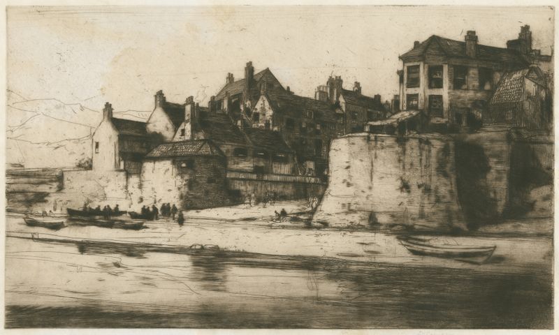 Paisagem de Robin Hood’s Bay por David Young Cameron, pintura a óleo
