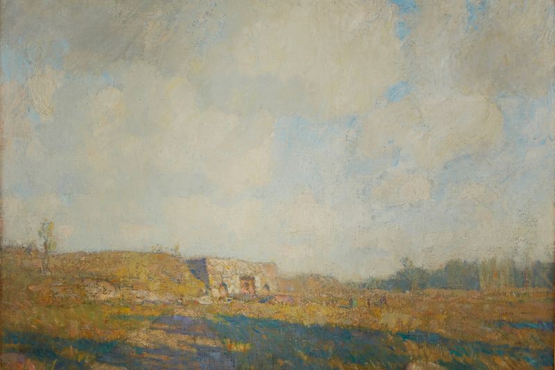Old Limekiln de William Langson Lathrop, obra de realismo que retrata um forno em ruínas na natureza.