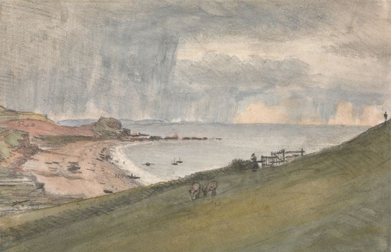 Landscape of cliffs and sea by William Crotch, 1833, Romanticism