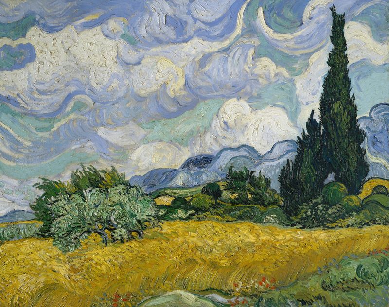 Campo de Trigo con Cipreses, óleo sobre lienzo de Vincent van Gogh