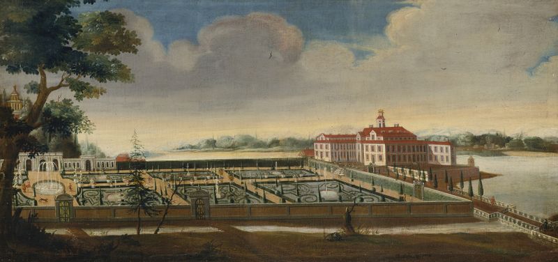 Vista de paisagem com colinas e luz do dia de David von Cöln, óleo sobre tela