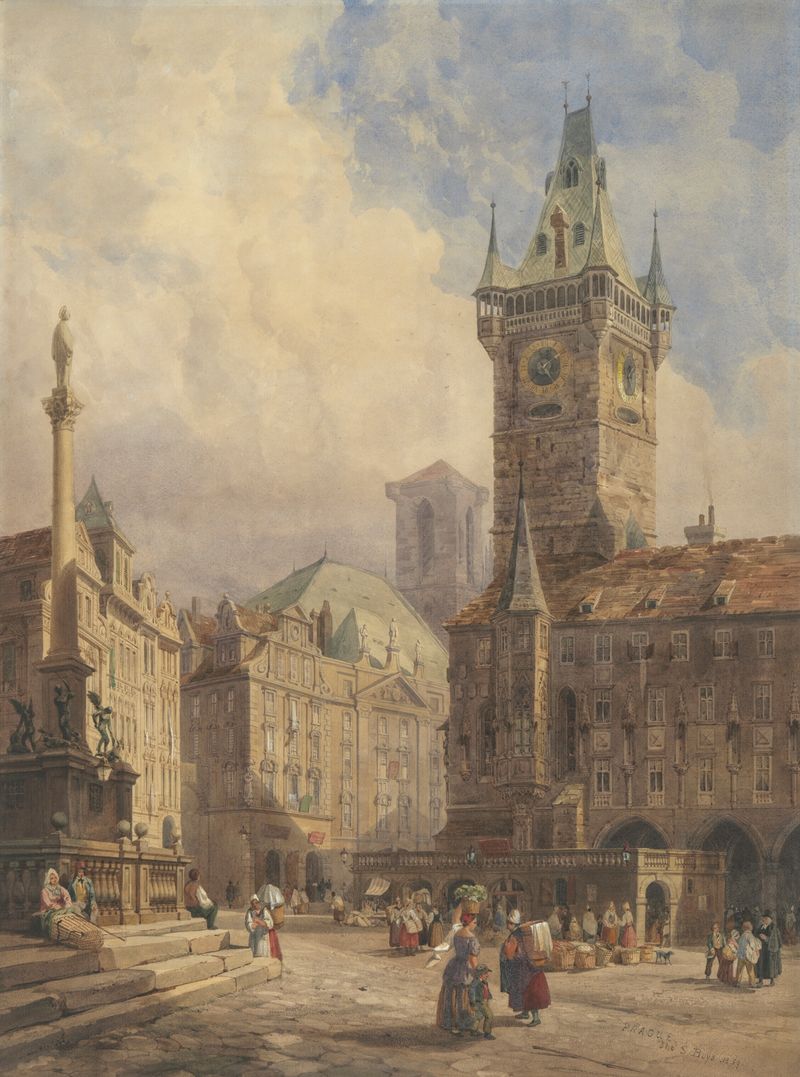 Rathaus in Prague, Gothic architecture by Thomas Shotter Boys, oil painting