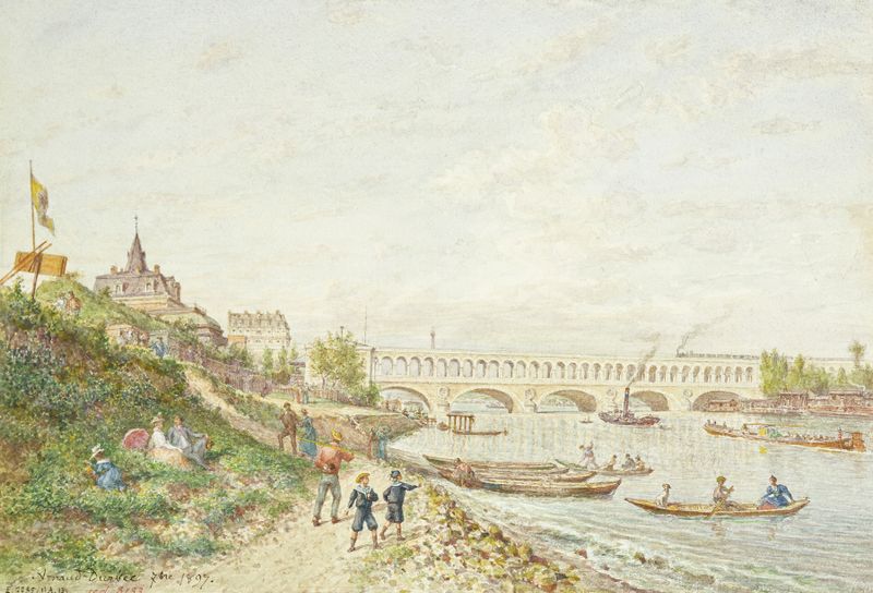 Viaduc du Point du jour, oil painting by Jean-Baptiste-François Arnaud-Durbec