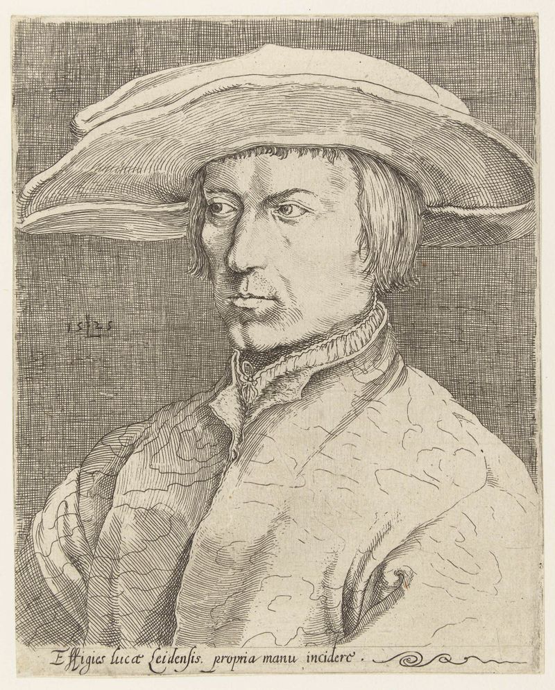 Grabado de un artista desconocido que representa un autorretrato del Renacimiento del Norte