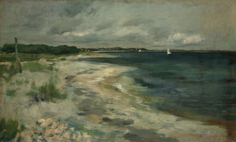 Storm Clouds de John Henry Twachtman, óleo sobre tela retratando céus cinzentos e azuis em espiral