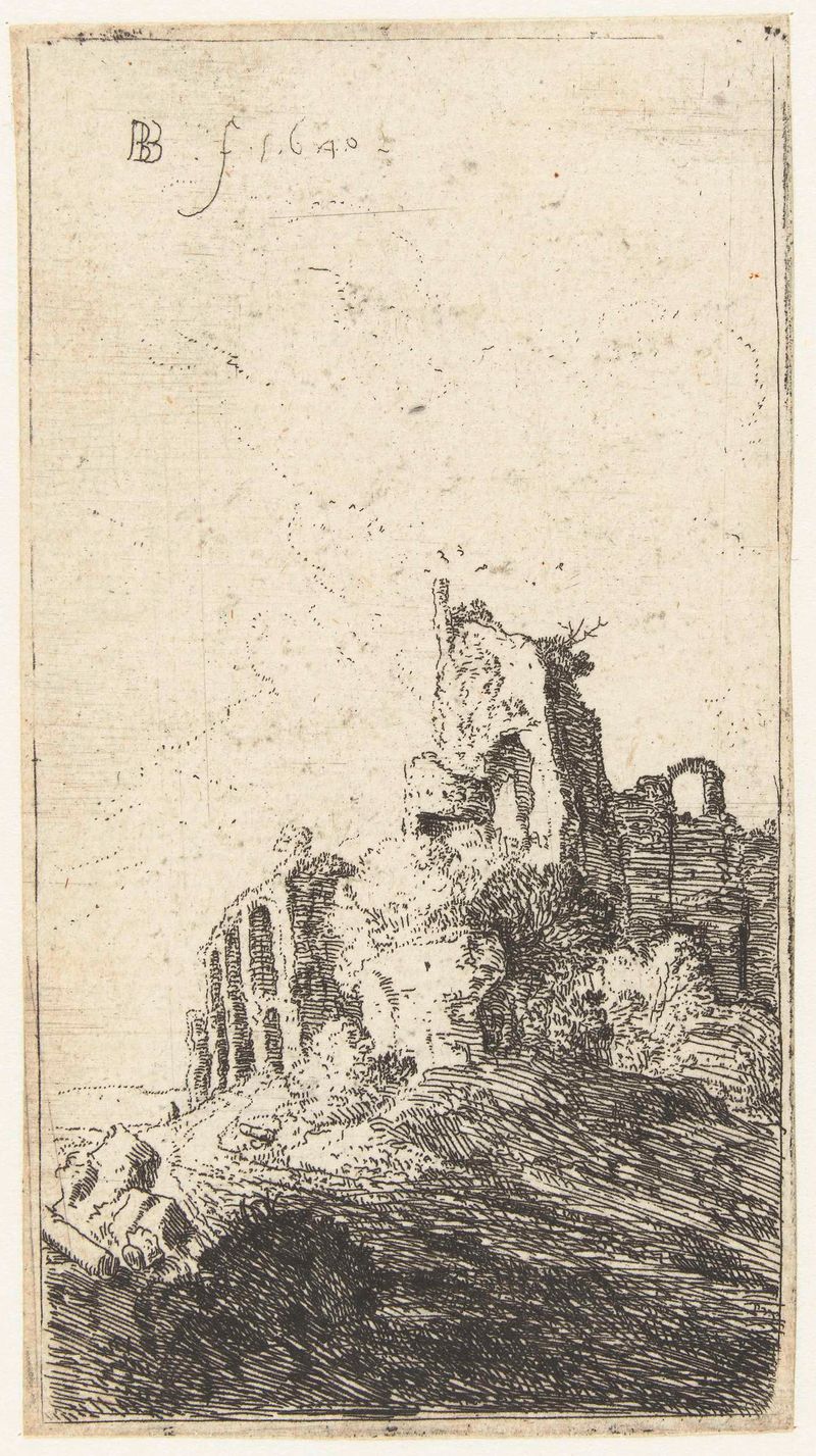 Ninfa en apuros con un sátiro, grabado de Bartholomeus Breenbergh