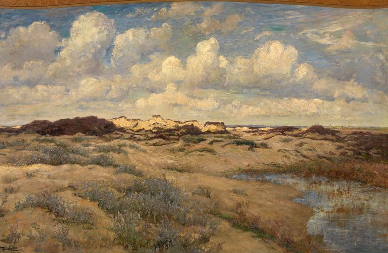 After the Rain September by Theodoor Verstraete, oil painting depicting a lively landscape after rain.