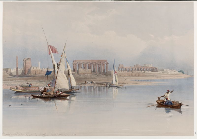 General view of the ruins of Luxor, oil painting by David Roberts