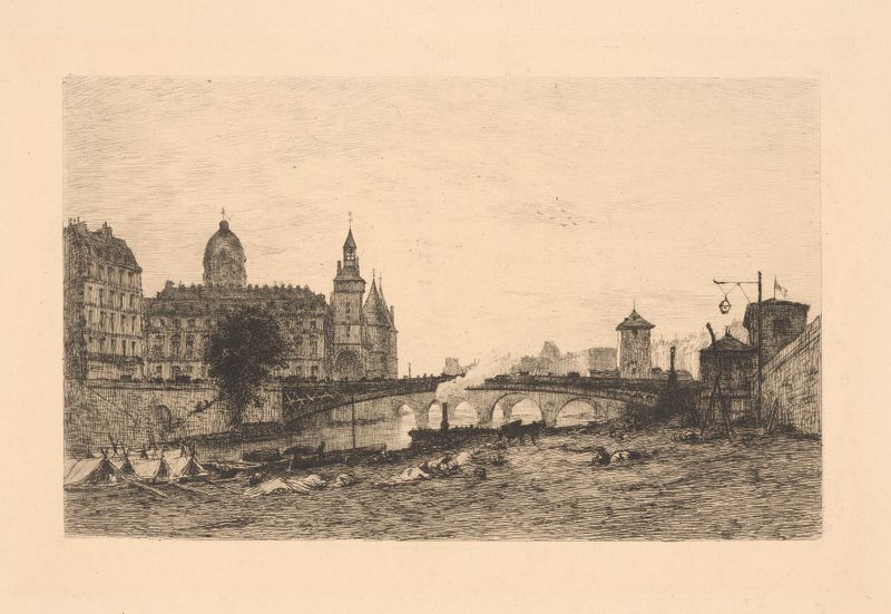 Pont Neuf de Auguste Ballin, óleo sobre lienzo que representa un puente sobre el Sena