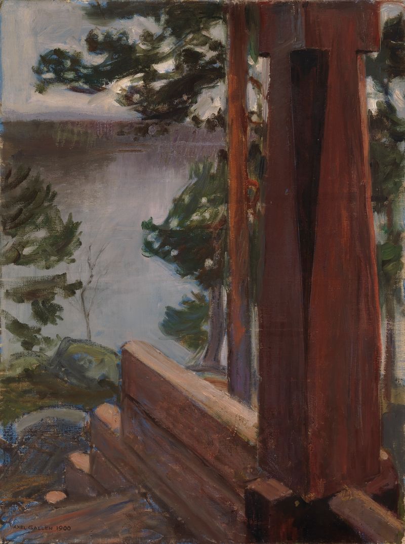 Interior scene featuring a porch, oil painting by Akseli Gallen-Kallela