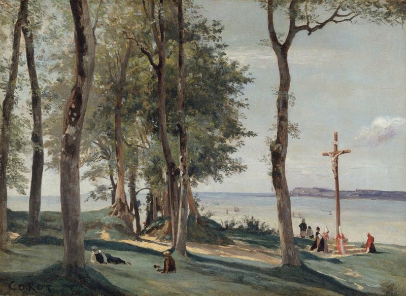 Paisaje de Calvary por Jean-Baptiste-Camille Corot, pintura al óleo