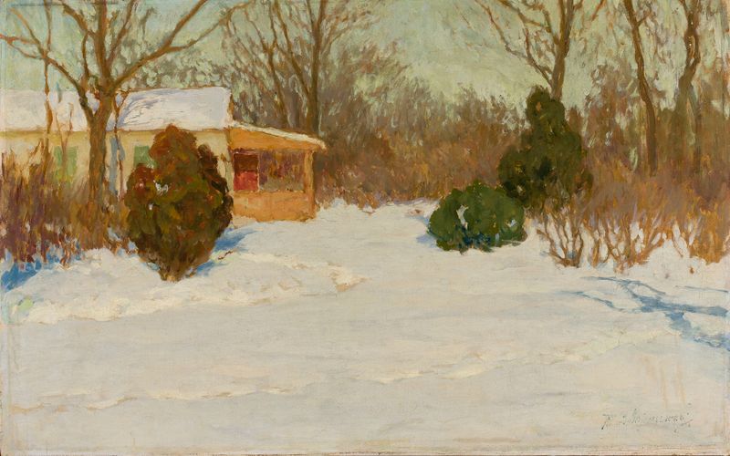 House in a park in winter, oil on canvas by Tite-Jakovlevitch Dvornikoff